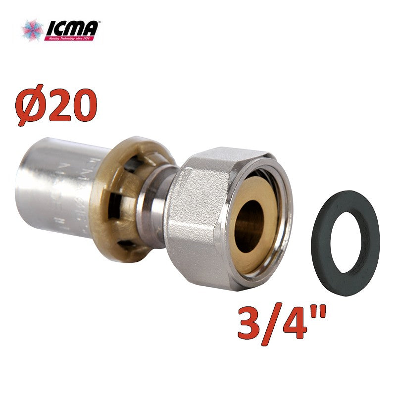 Raccord ICMA 416 - 20 x 3/4'' avec écrou pivotant à siège plat - SEMPITER®