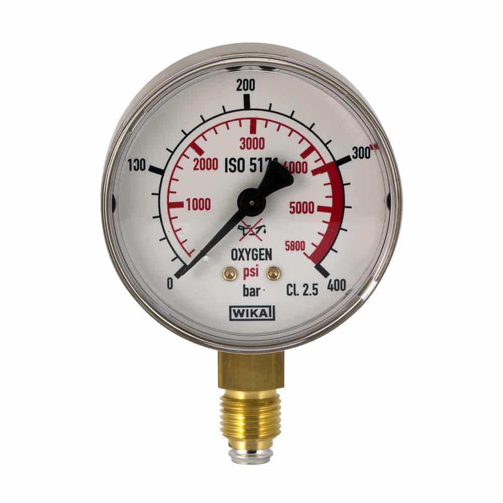 High pressure oxygen gauge Ø63 0-400 BAR