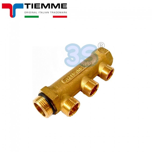 3-way brass linear distribution manifold with 1/2''x16 outlets