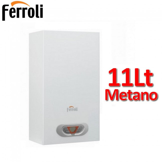Chauffe-eau à gaz méthane à tirage forcé 11 l/min, faibles émissions de NOx - Ferroli SKY ECO F 11