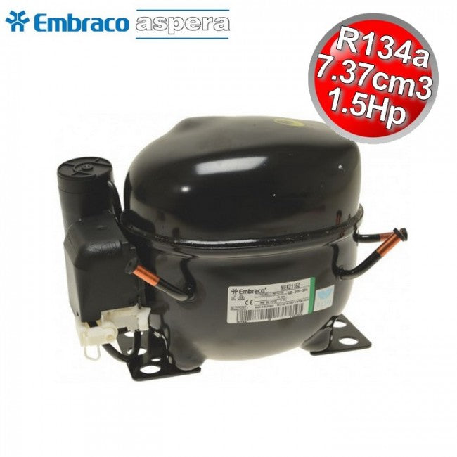 R134A Gas Compressor CSIR - 1.5 HP - 7.37 cm3 - Embraco Aspera NEK2116Z