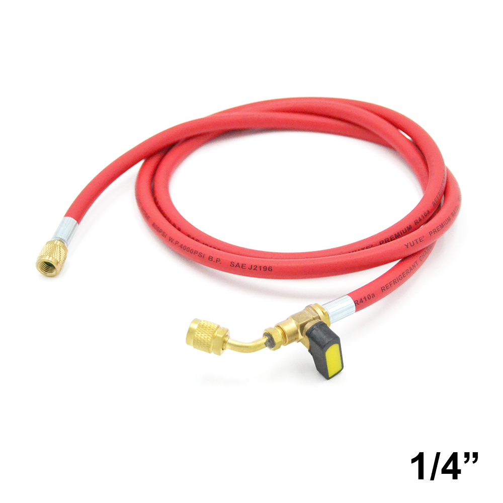 Tuyau flexible avec robinet 1/4'' x 1/4'' SAE haute qualité 1800 mm - Couleur rouge