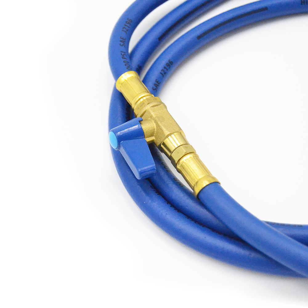 Tuyau flexible avec robinet 1/4 SAE intégré - COULEUR BLEUE