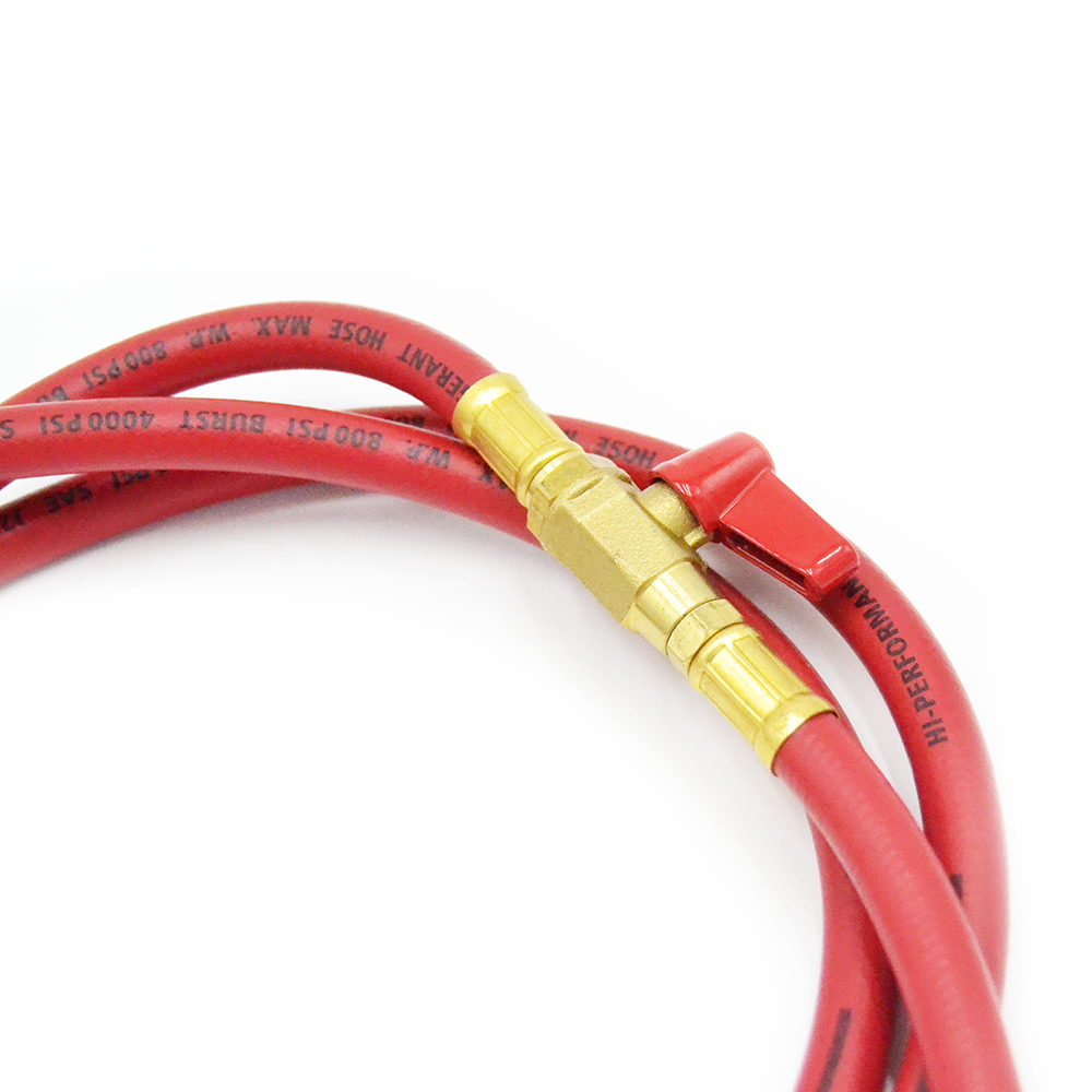 Tuyau flexible avec robinet SAE 1/4'' intégré - COULEUR ROUGE