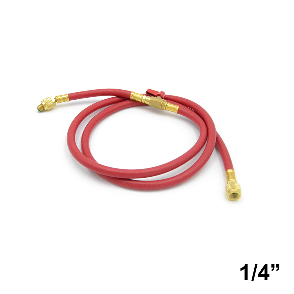 Tuyau flexible avec robinet SAE 1/4'' intégré - COULEUR ROUGE