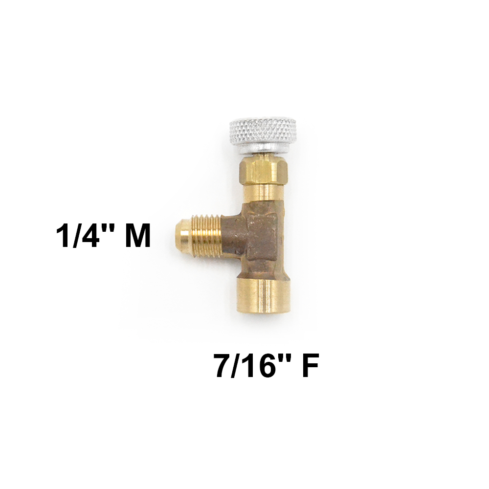Vanne d'arrêt pour gaz R600 7/16'' F x 1/4'' M Sae
