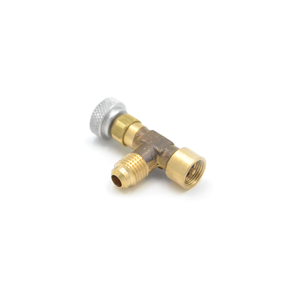 Vanne d'arrêt pour gaz R600 7/16'' F x 1/4'' M Sae