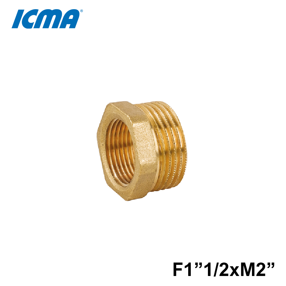 Réduction ICMA 1212 F 1''1/2 x M 2'' en laiton jaune