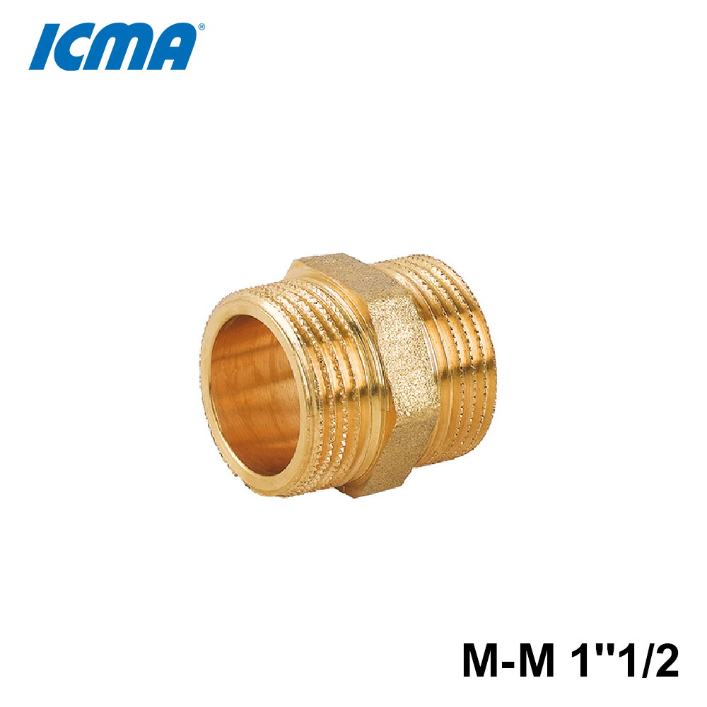 Raccord à mamelon en laiton jaune ICMA 1210 M-M 1''1/2
