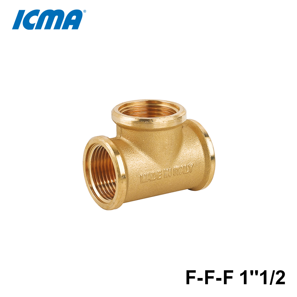 Raccord en T ICMA 1202 F-F-F 1''1/2 en laiton jaune