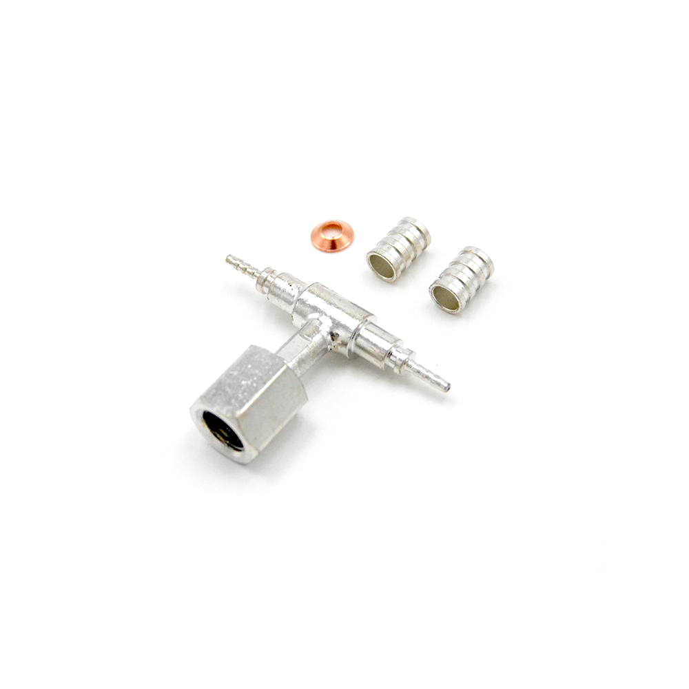Raccord en T avec filetage femelle central SAE 1/4'' pour tube capillaire thermoplastique Ø 2,0 x 5,9 mm