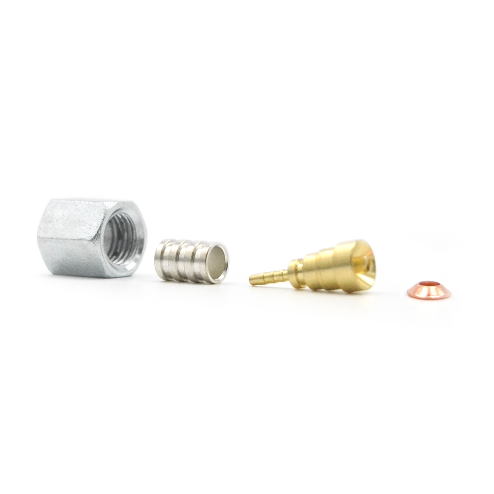 Raccord droit femelle SAE 1/4'' avec pression sur la valve pour tube capillaire thermoplastique Ø 2,0 x 5,9 mm