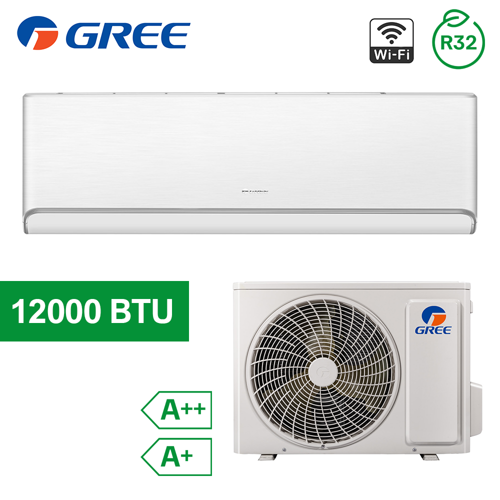Climatiseur monosplit Gree 12 000 BTU A+++/A++ WiFi R32 blanc aéré avec lampe de stérilisation UVC