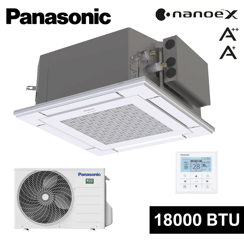 Climatiseur cassette Panasonic 60x60 cm 4 voies - 18 000 BTU 5,0 kW R32 A++