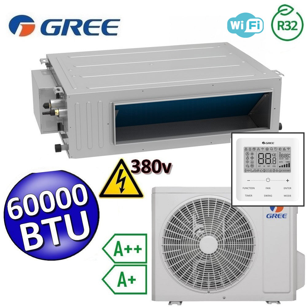 Climatiseur monobloc Gree R32 60 000 BTU haute performance 380 V - Télécommande U-MATCH 6 incluse - Wi-Fi intégré