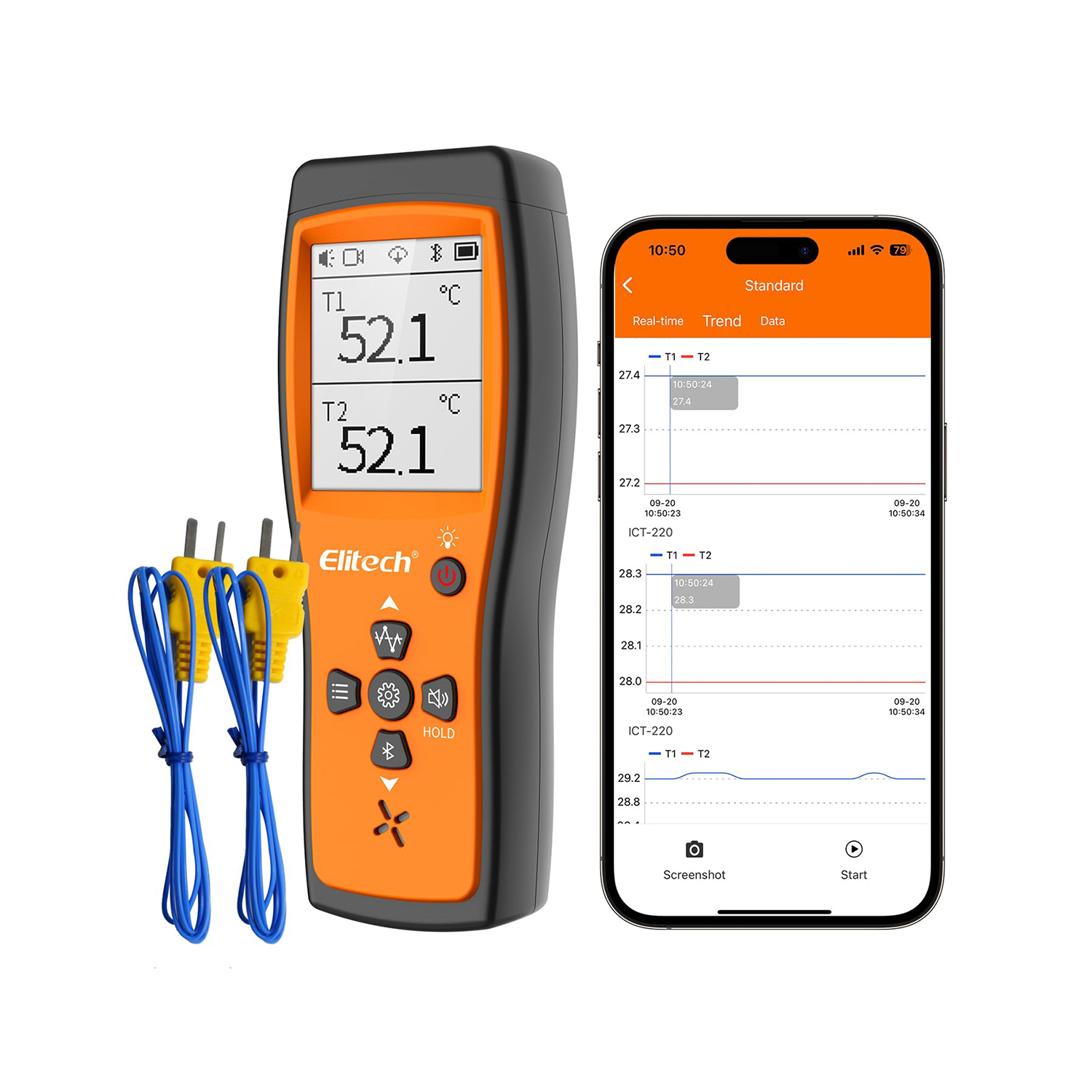 Thermomètre numérique à double sonde Elitech ICT-220 avec 2 lectures