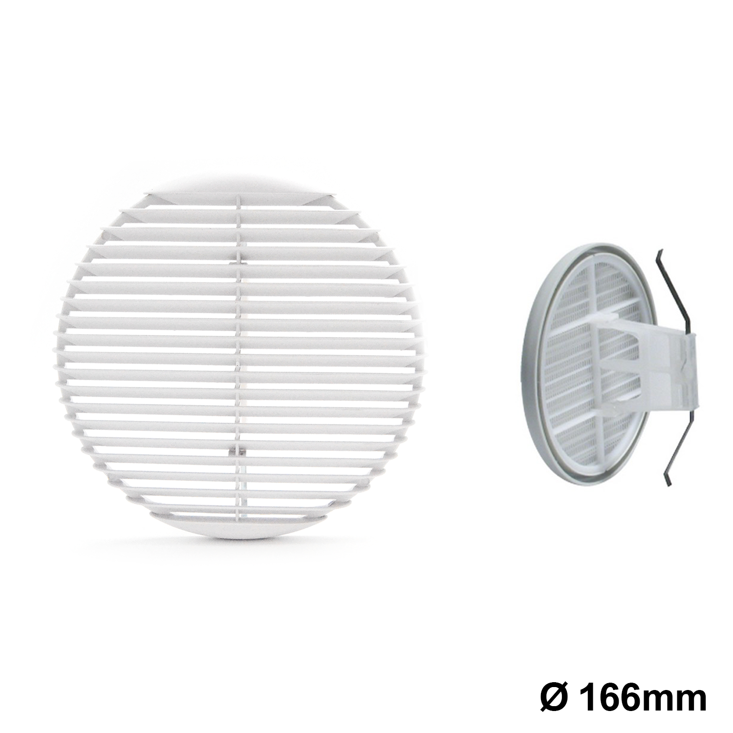 Grille de ventilation Ø 166 mm en plastique avec maille et ressorts