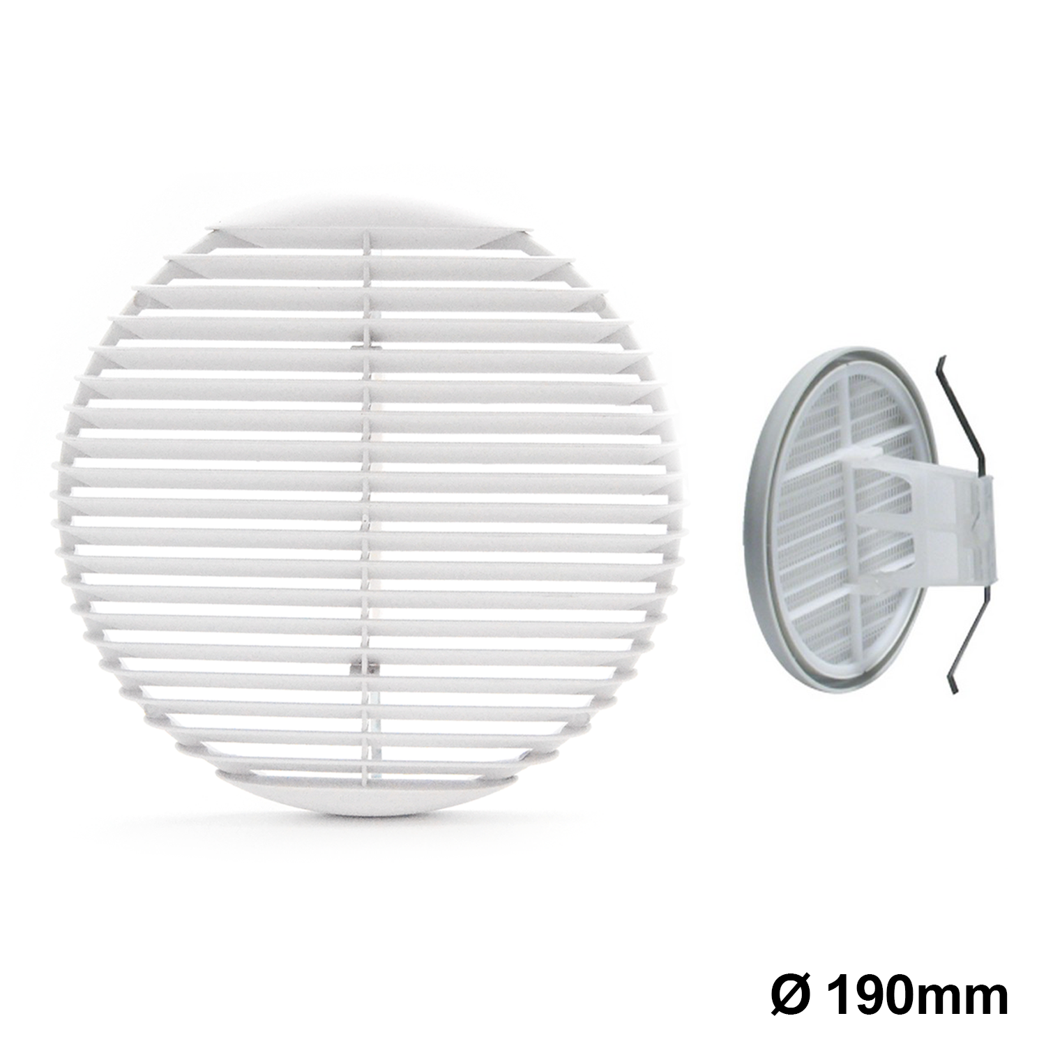Grille de ventilation Ø 190 mm en plastique avec maille et ressorts