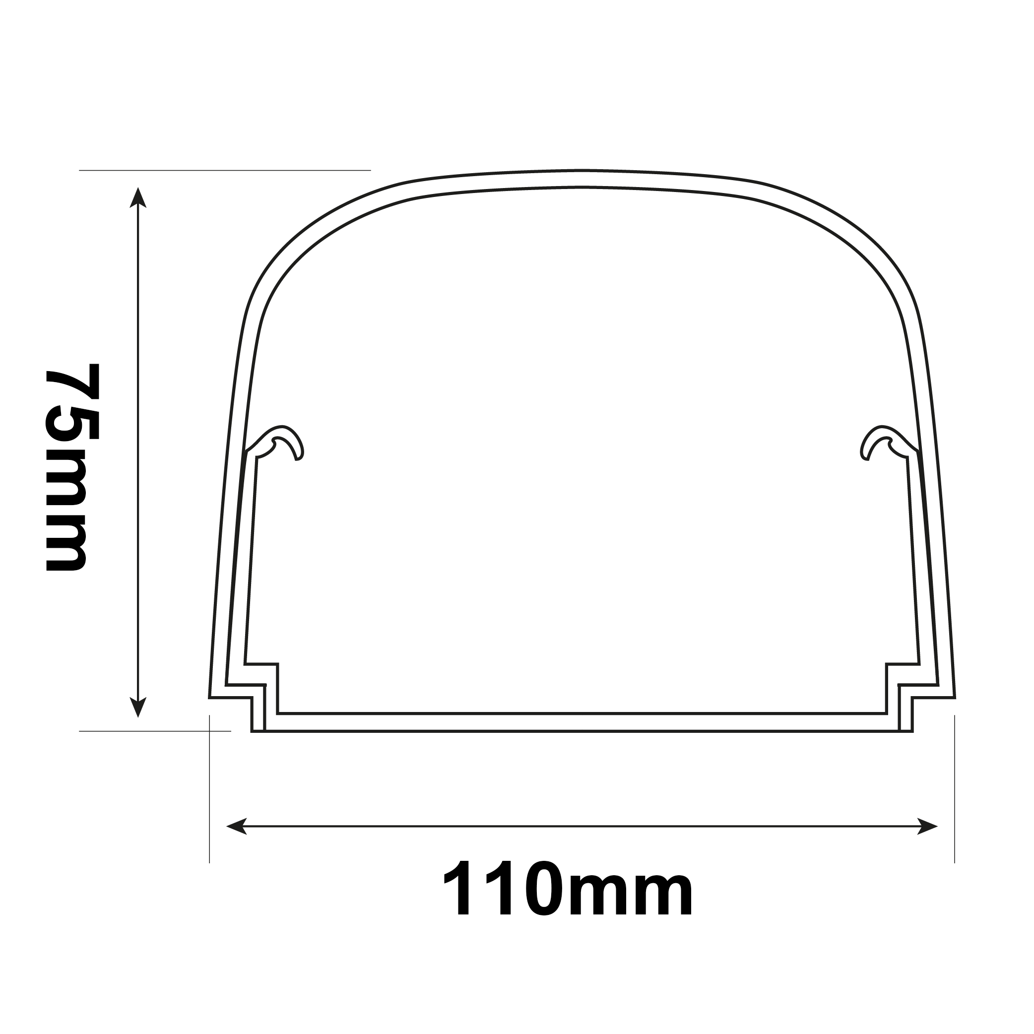 Goulotte de câbles à couverture intégrale 110 x 75 mm avec film protecteur - 2 pièces de 1 m