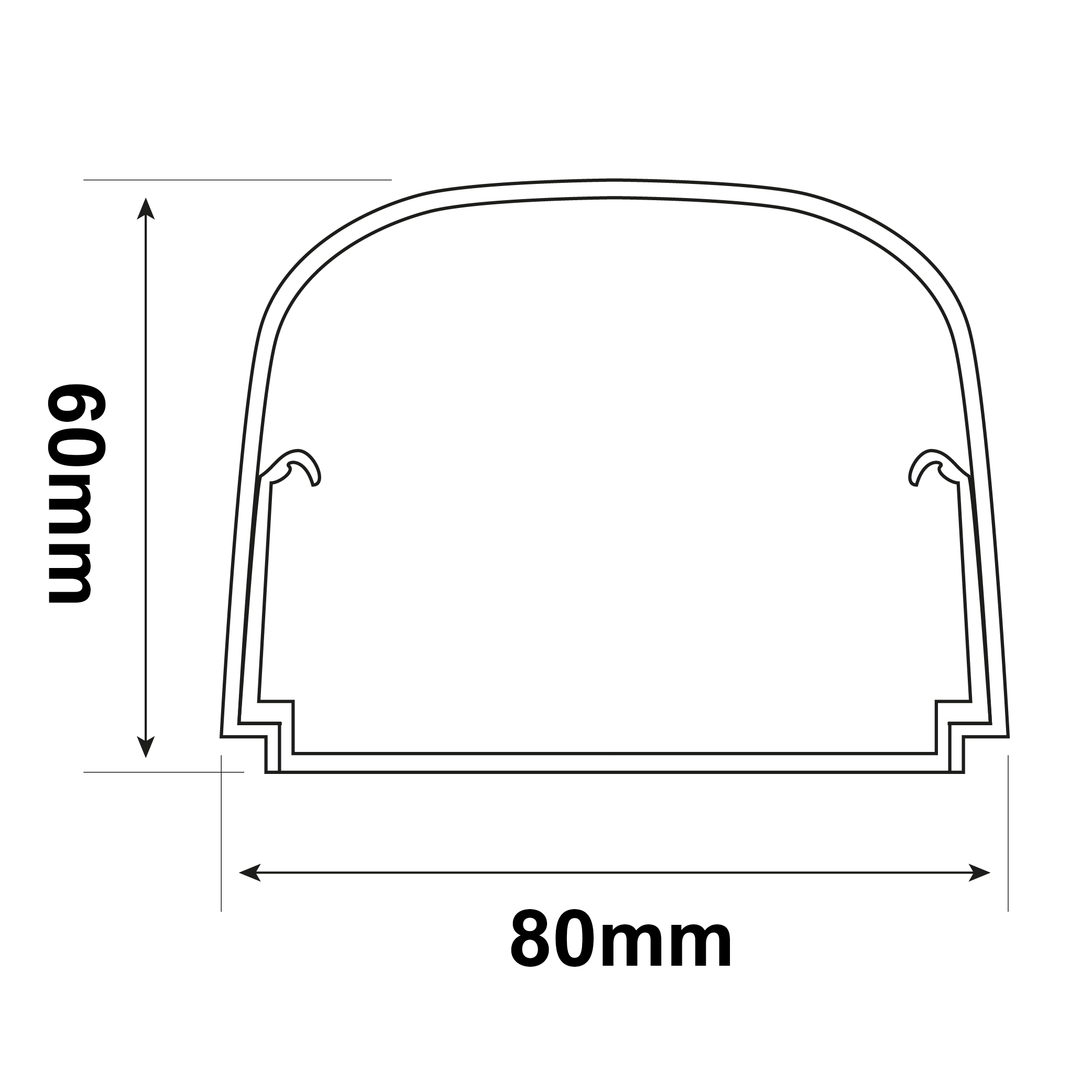 Goulotte de câbles à couverture intégrale 80 x 60 mm avec film protecteur - 2 unités de 1 m