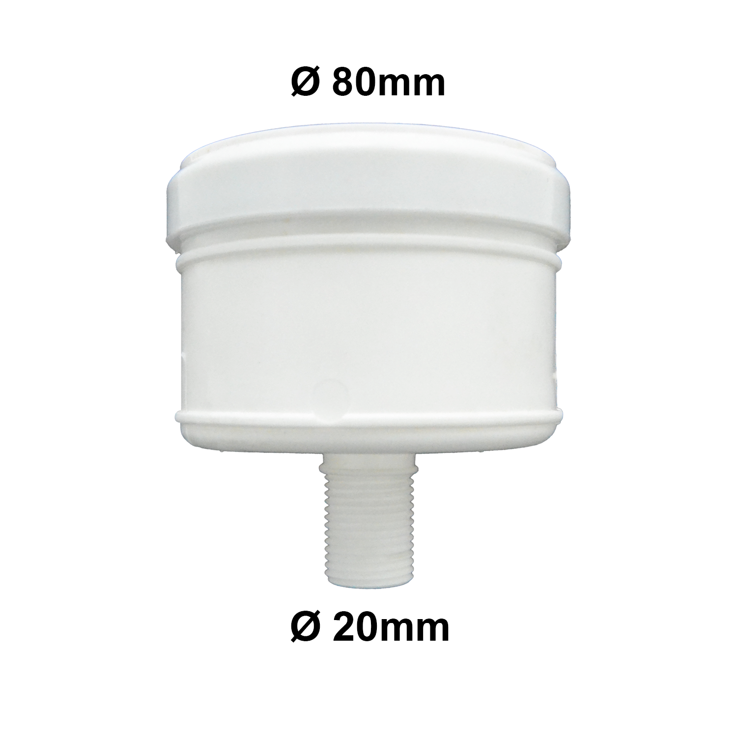 Bouchon de vidange de condensats en PPS blanc Ø 80 mm pour les gaz de combustion des chaudières à condensation, tige de vidange filetée