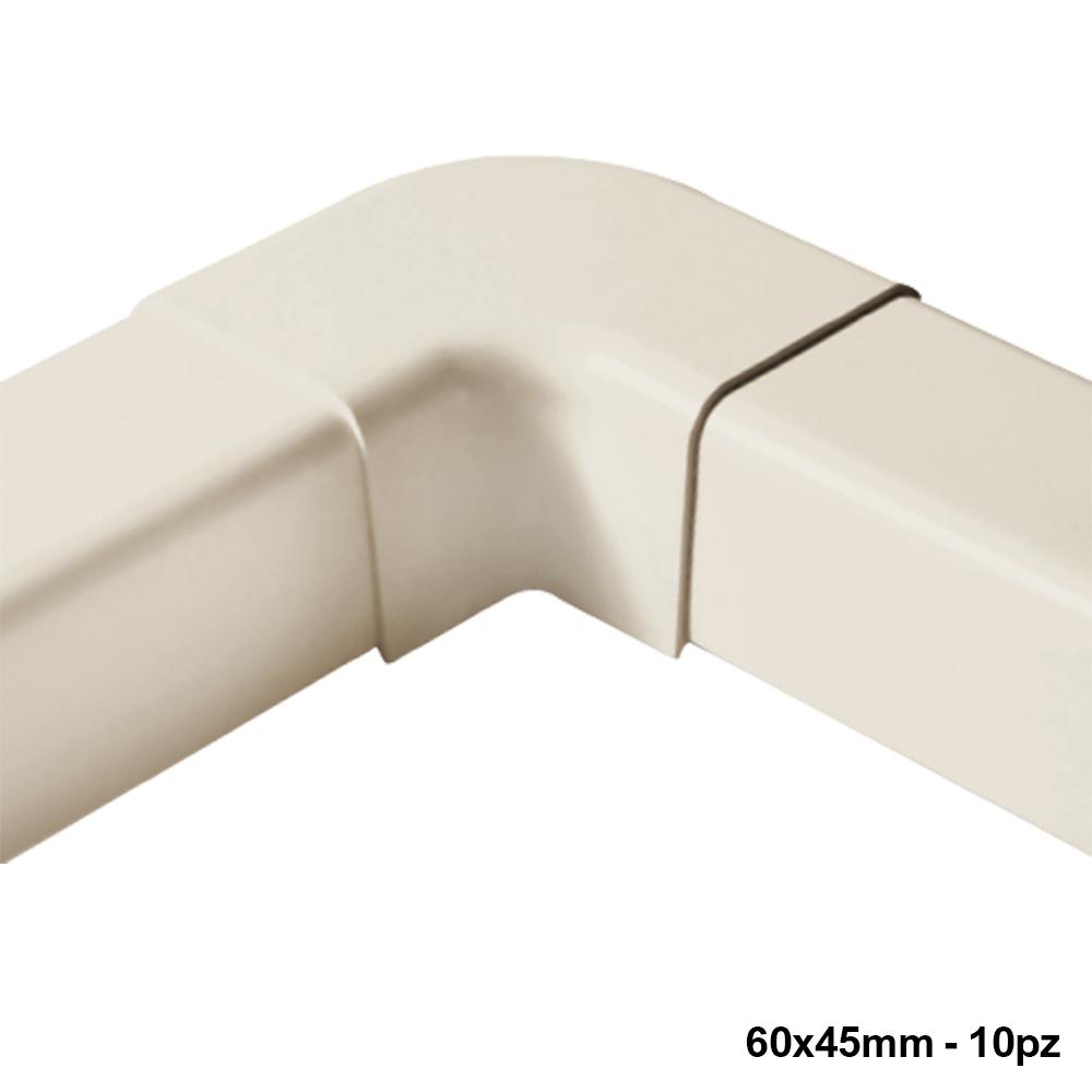 Coude plat pour conduit 60 x 45 mm - Lot de 10