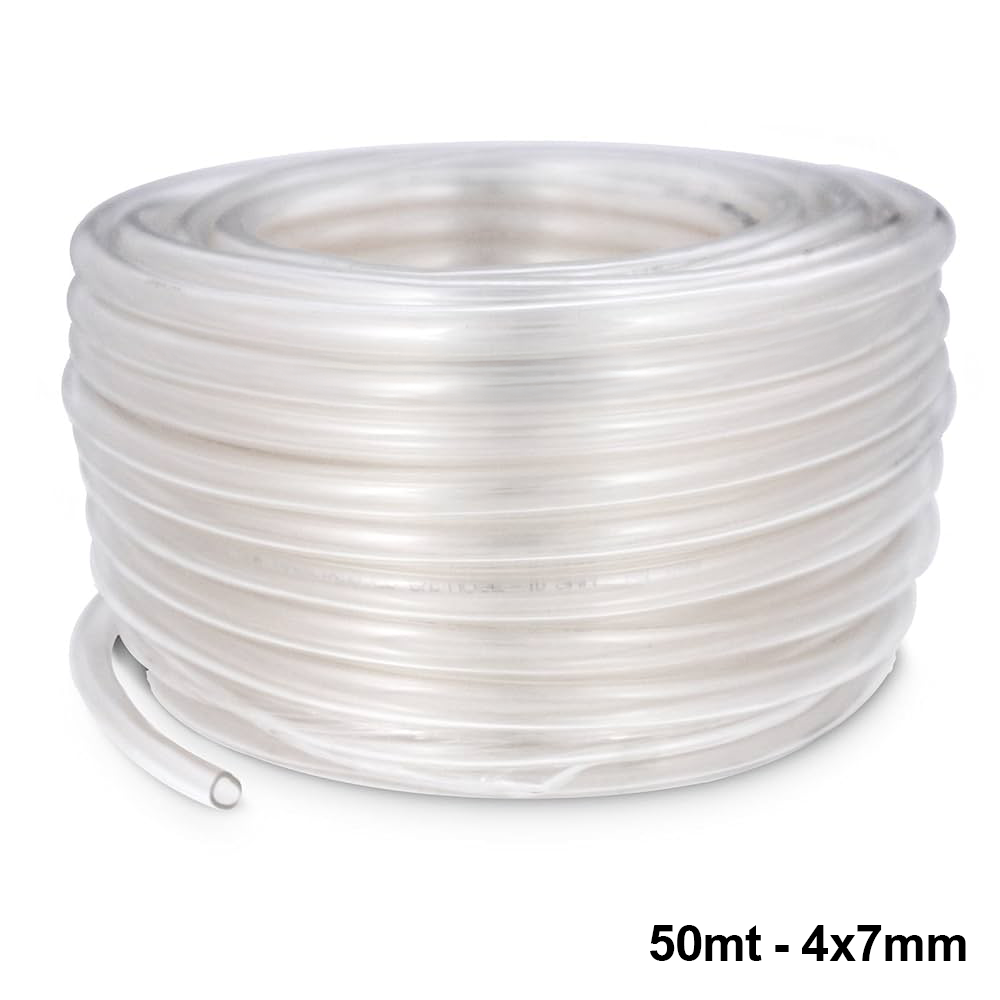 Rouleau de 50 m de tuyau transparent 4x7 mm pour pompe à condensats