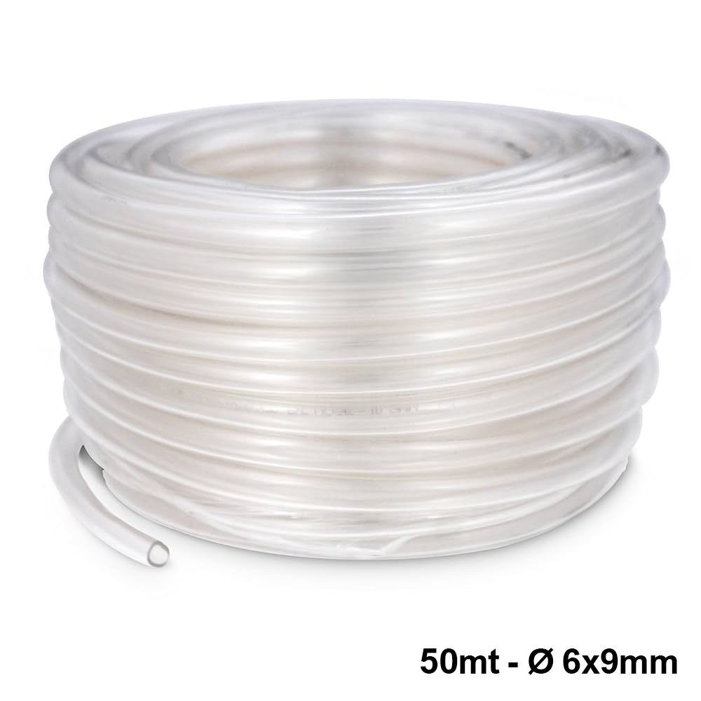 Tuyau en vinyle transparent de 50 m, Ø 6 x 9 mm, pour pompe à condensats