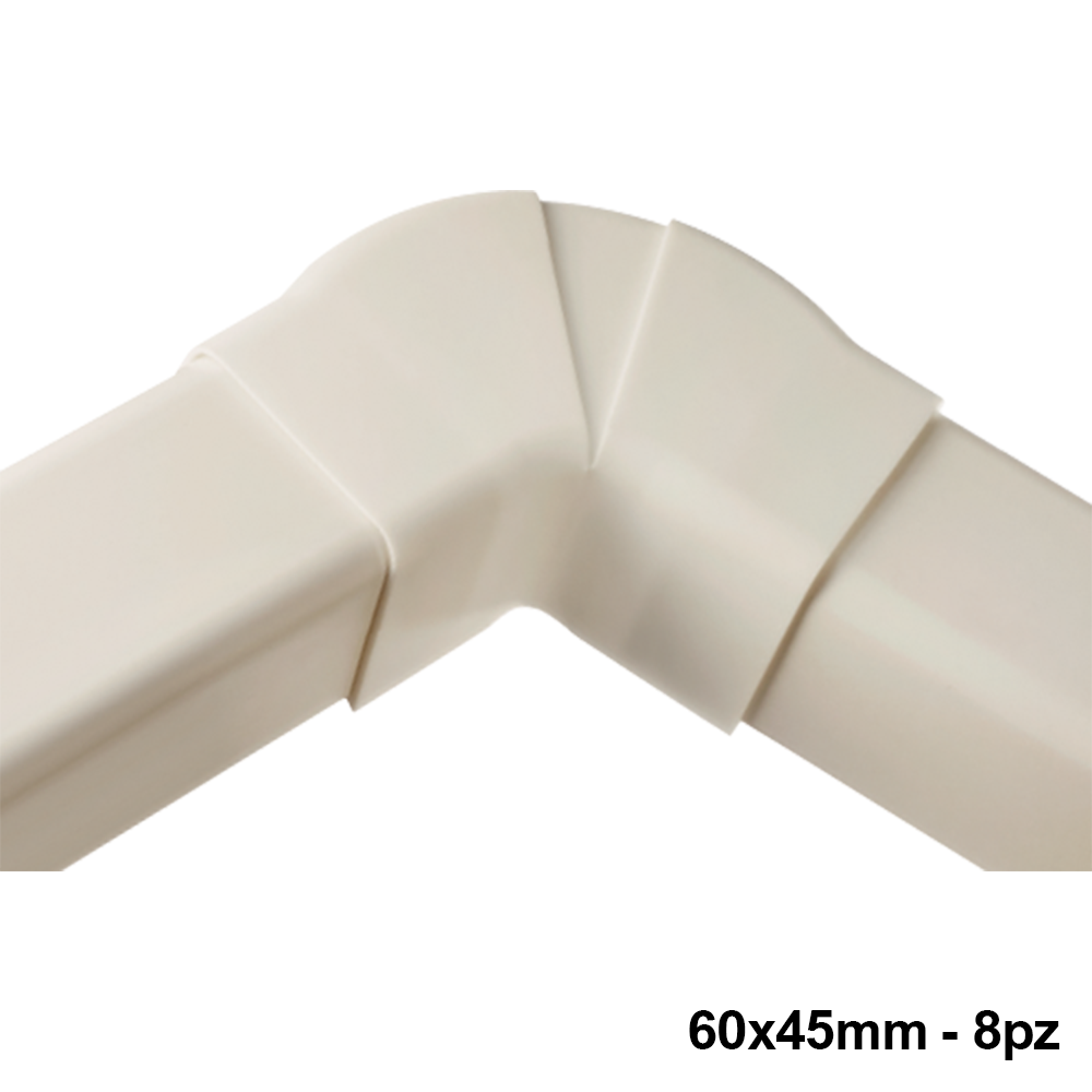 Coude plat réglable pour conduit 60 x 45 mm - Lot de 8