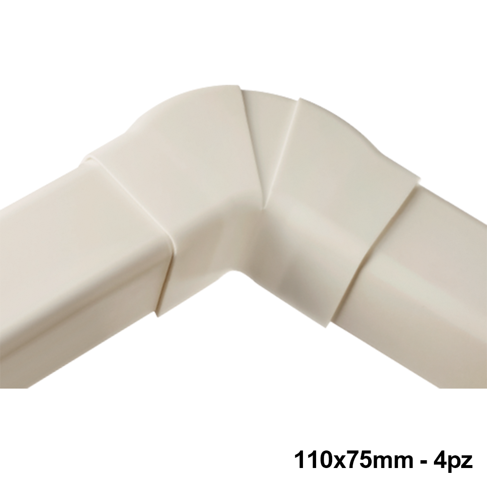 Coude plat réglable pour conduit 110 x 75 mm - boîte complète de 4 pièces