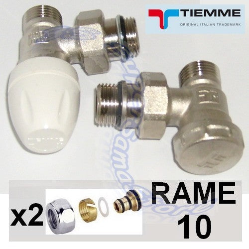 Robinet d'angle TIEMME 3/8'' et verrou de sécurité avec adaptateurs en cuivre Ø 10 mm