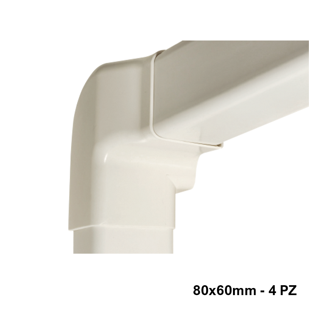 Raccord d'angle vertical gauche pour conduit 80x60 mm - lot de 4