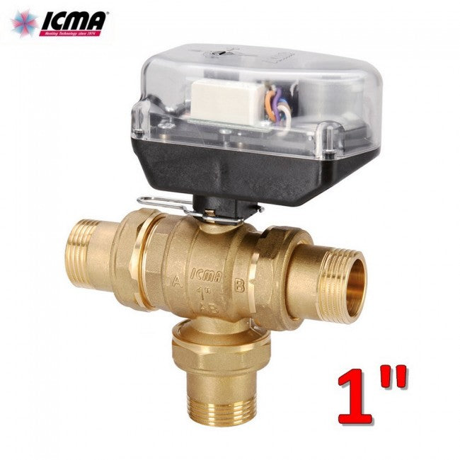 ICMA 343 - 3-Way 1" Diverter Ball Zone Valve with 230V Actuator