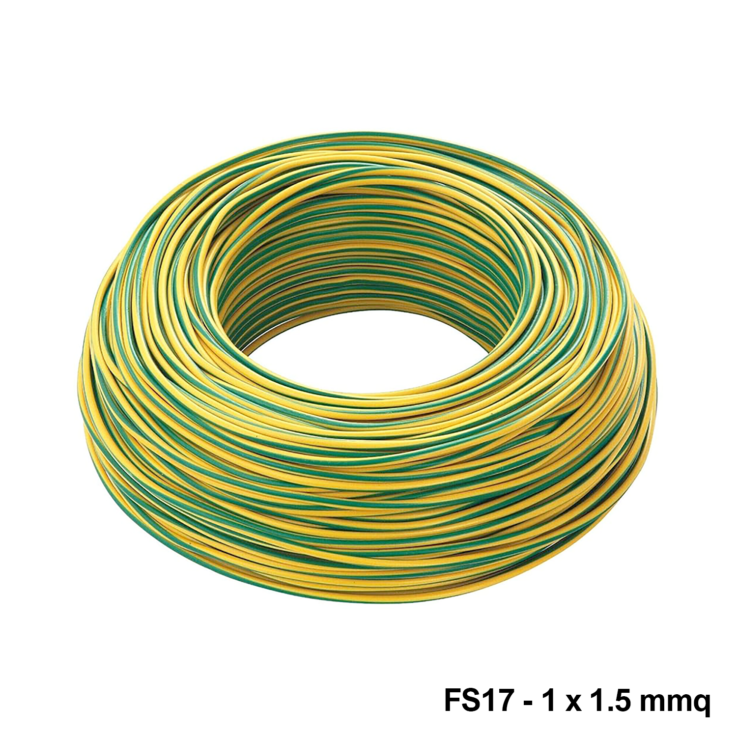 FS17 Single-core Electrical Cable - 1 x 1.5 mm2 Yellow/Green - 100 m Roll