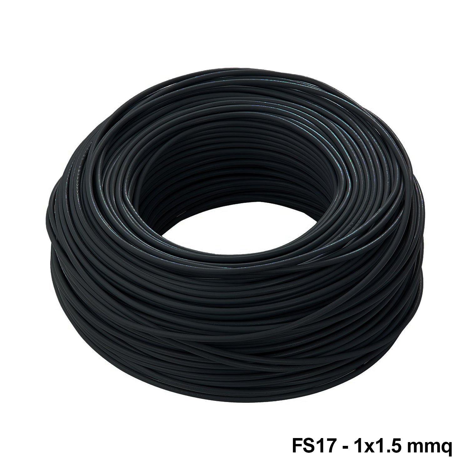 Single-core electric cable FS17 - 1 x 1.5 mm2 Black - 100 m Roll