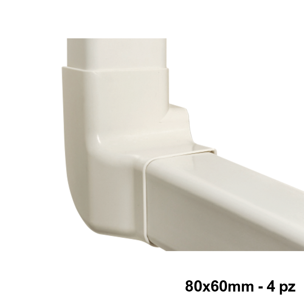 Raccord d'angle vertical droit pour goulotte de câbles 80x60 mm - lot de 4