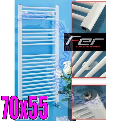Sèche-serviettes radiateur salle de bain blanc 70x55 cm - FER Giove