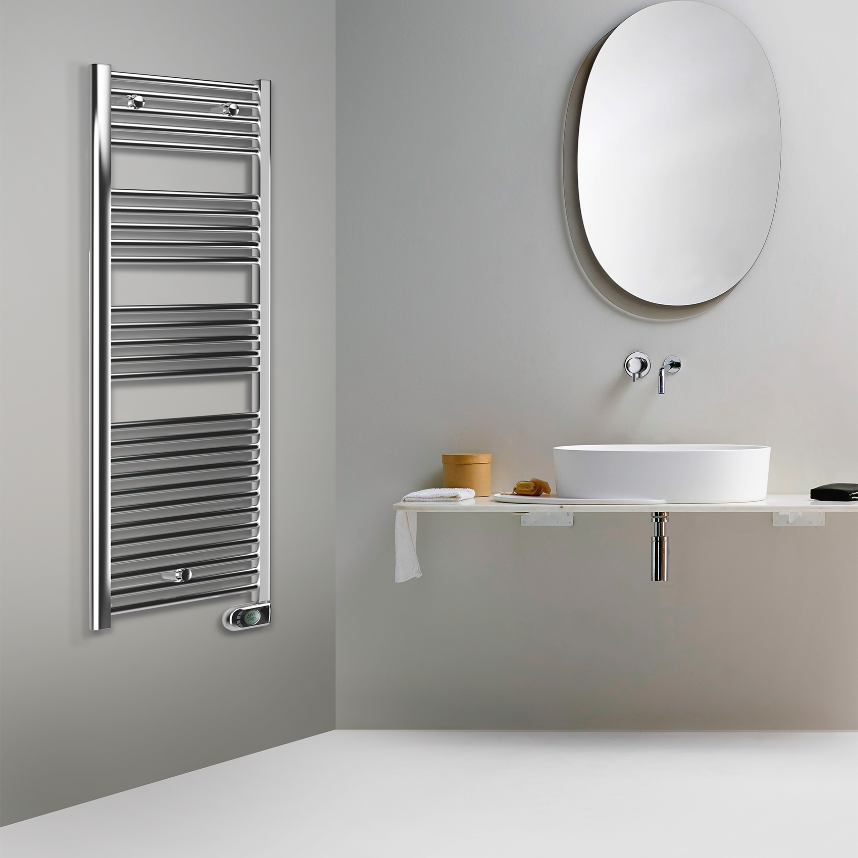CORTINA EVO CHROME Electric Towel Warmer 137x48 cm with programmable digital thermostat