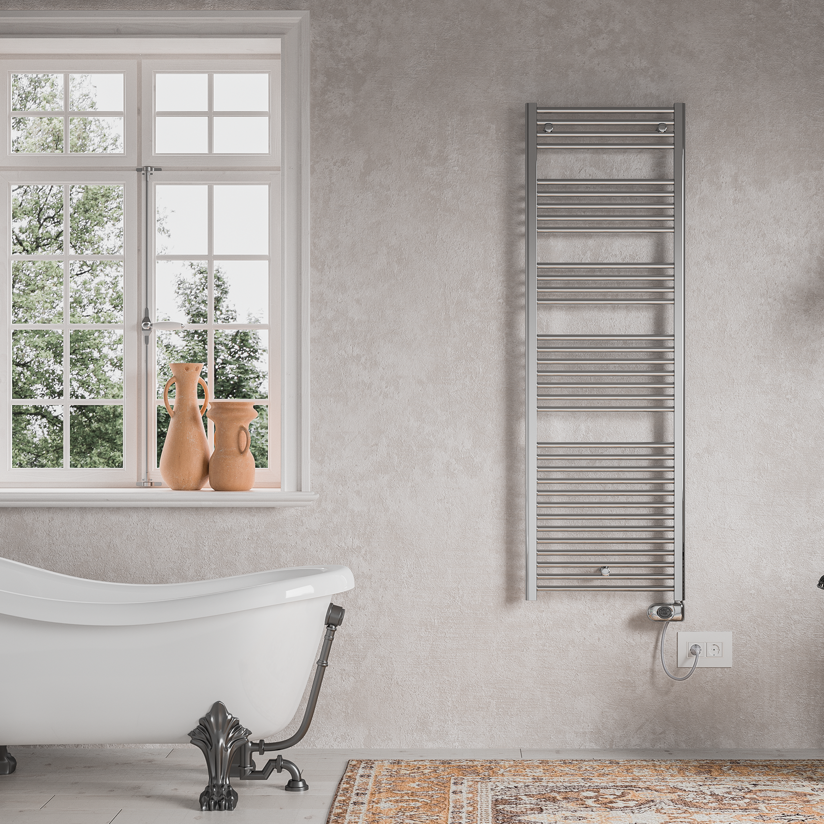CORTINA EVO CHROME Electric Towel Rail 170x55 cm with Digital Programmable Thermostat