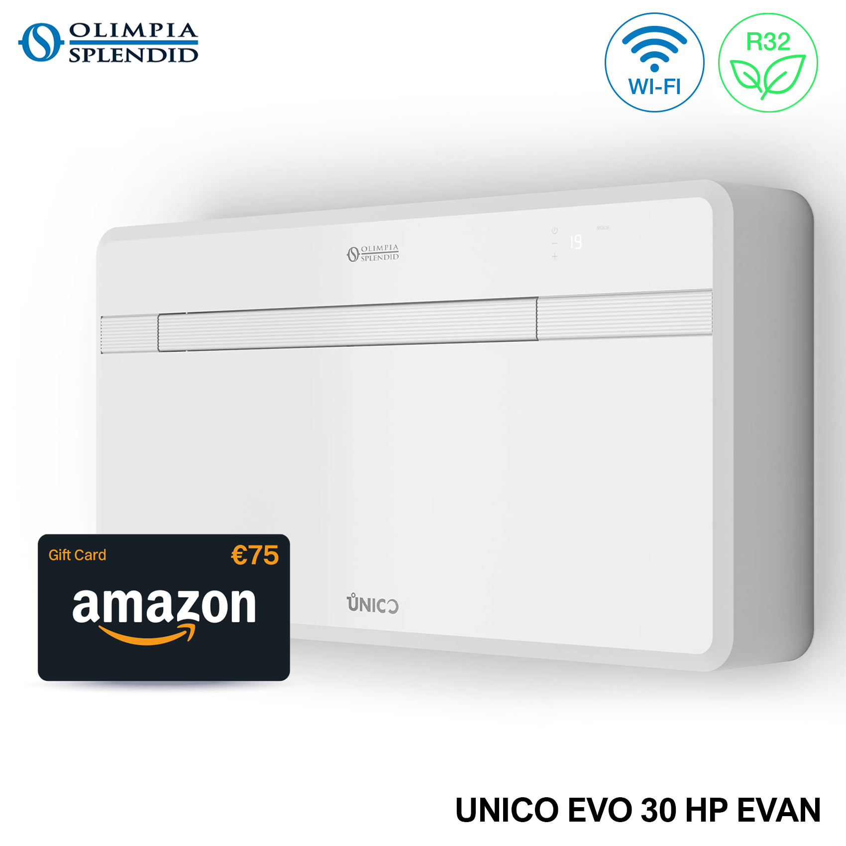 OLIMPIA UNICO EVO 30 CV EVAN sans UE, Wi-Fi intégré, chauffe-eau et chauffe-eau