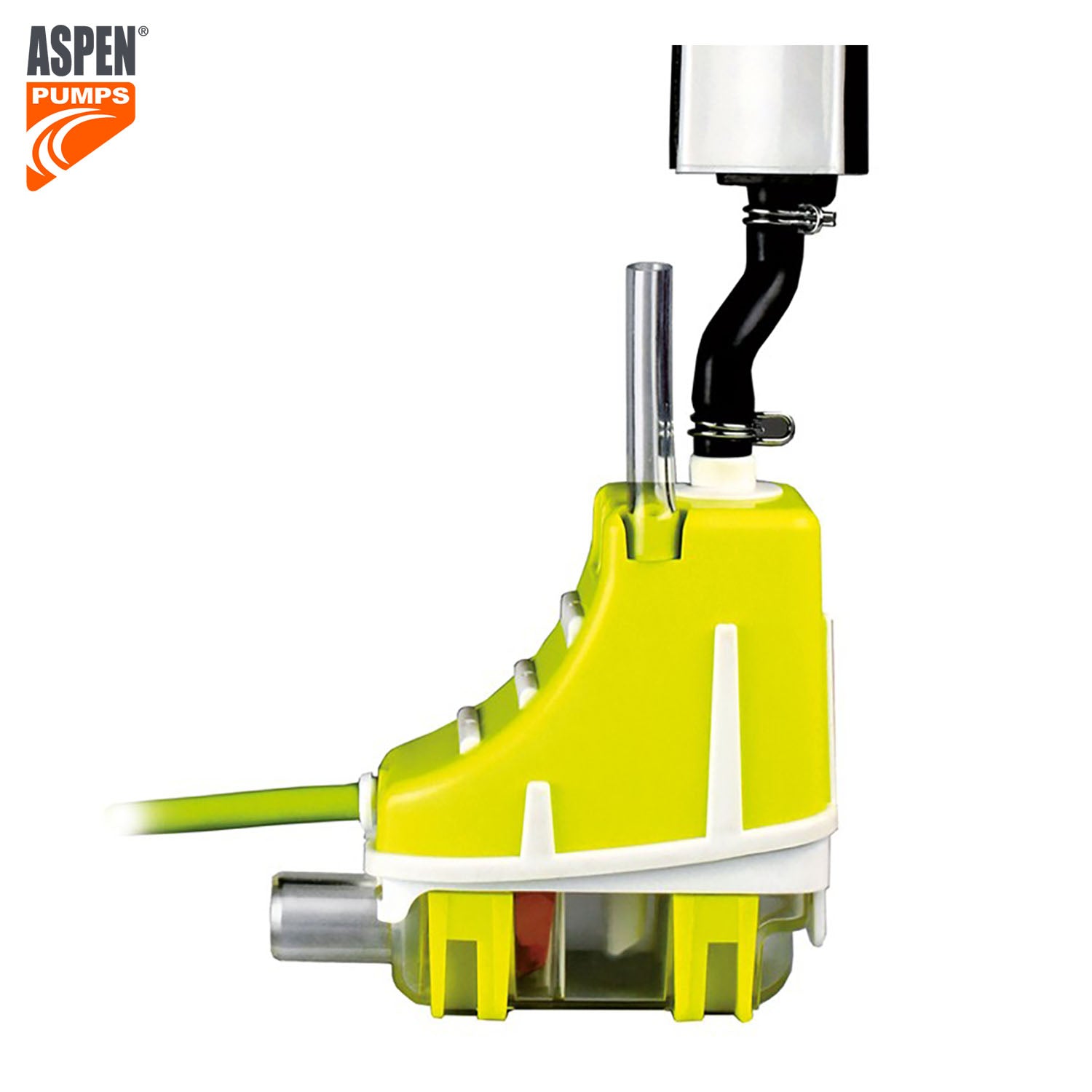 Pompe à condensats de climatisation avec conduit Mini LIME silent+ Aspen Pumps et système Plug & Play.