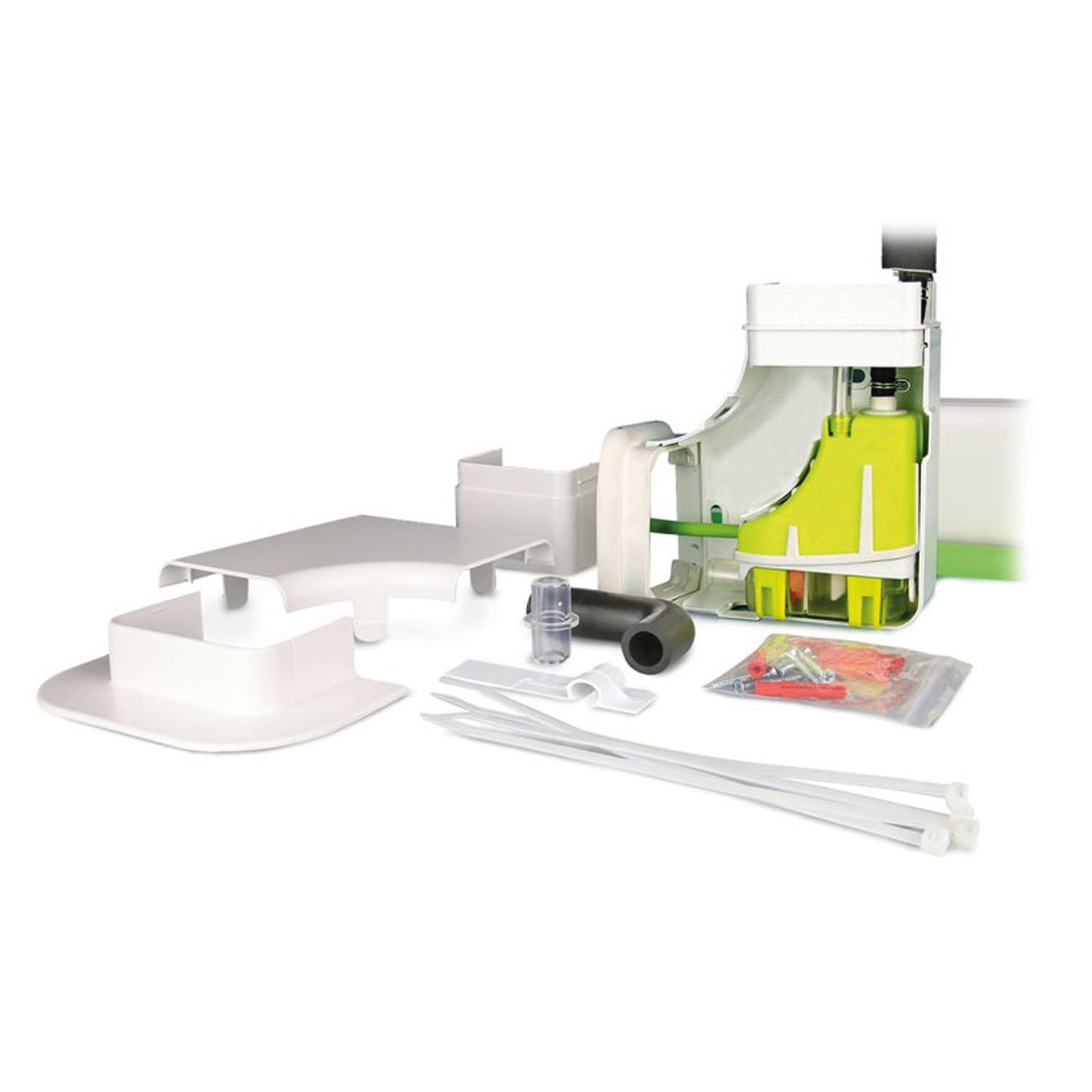 Pompe à condensats de climatisation avec conduit Mini LIME silent+ Aspen Pumps et système Plug & Play.