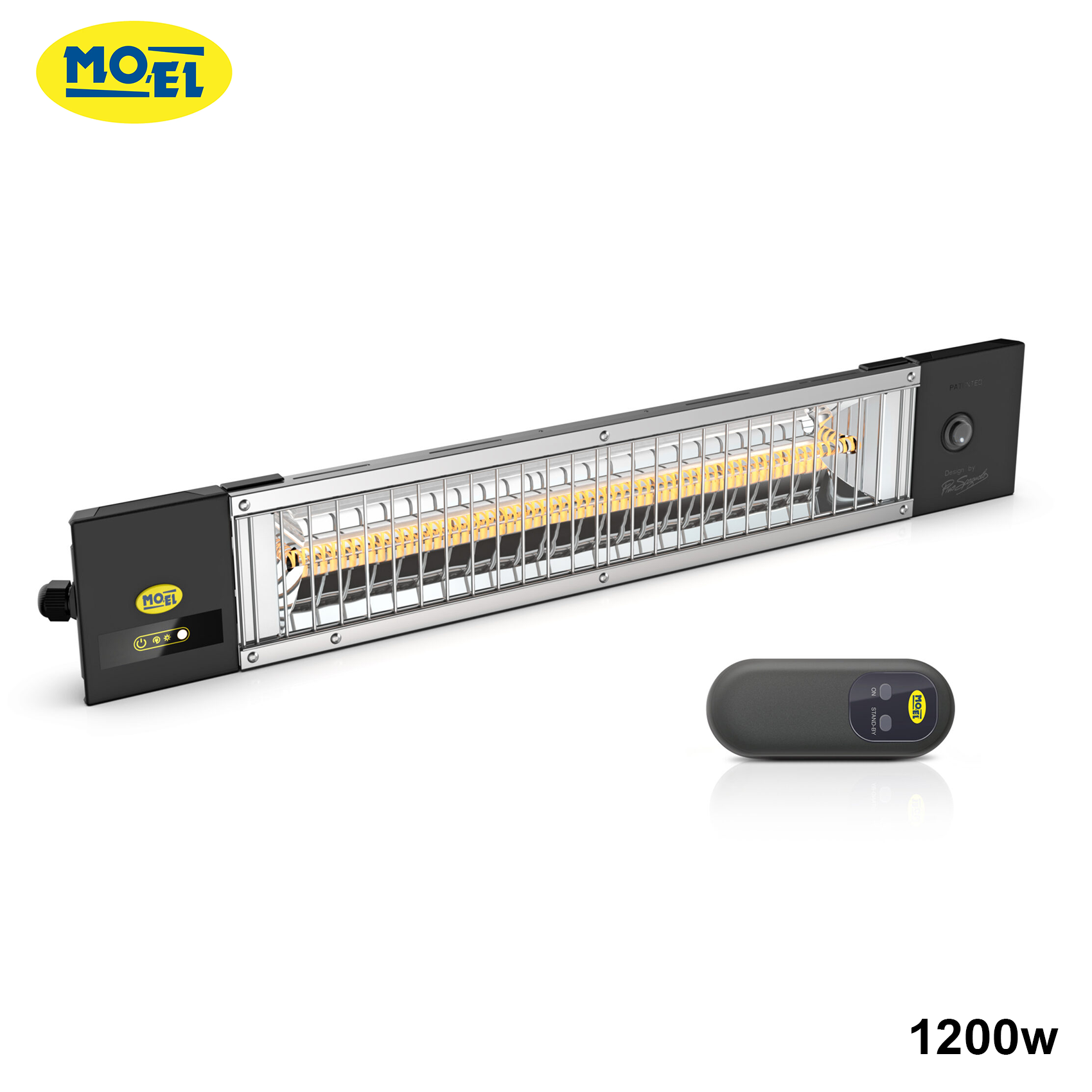Infrared heat lamp 230 V 1200 W with plug and remote control