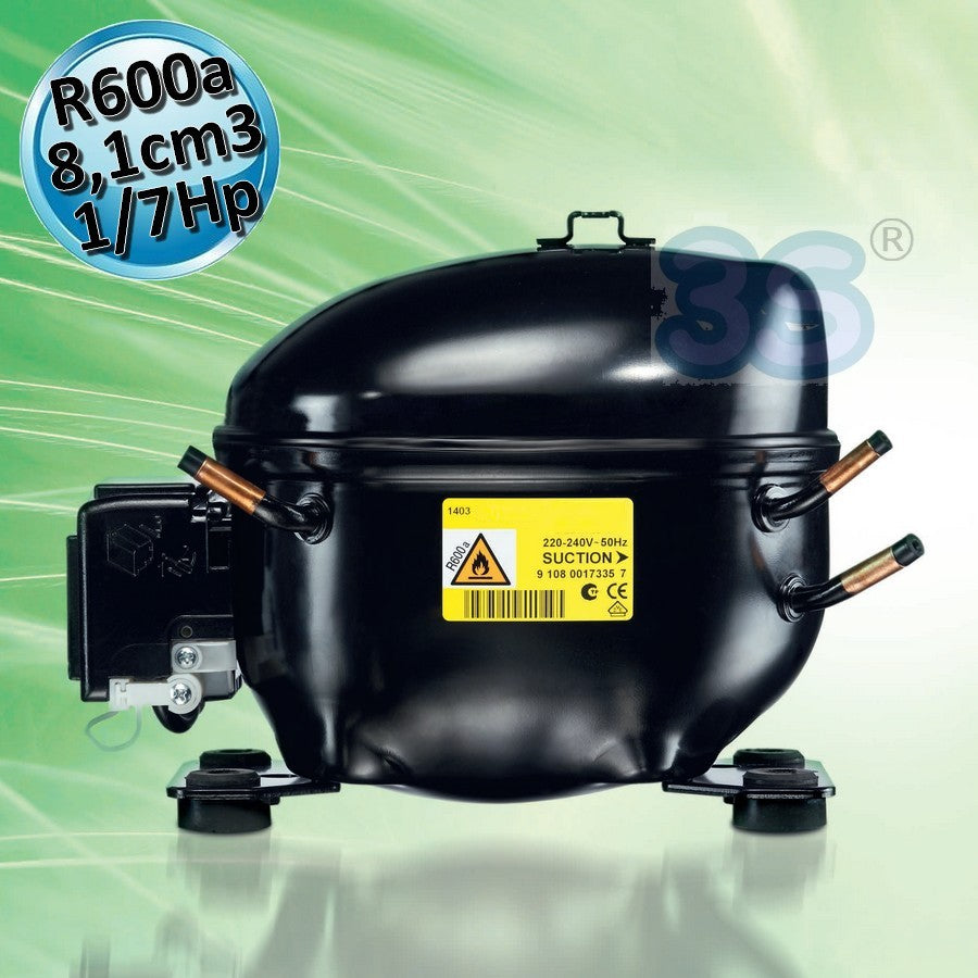 R600a LBP Compressor 1/7 HP 8.10 cm3 Secop ACC Cubigel Electrolux HMK80AA
