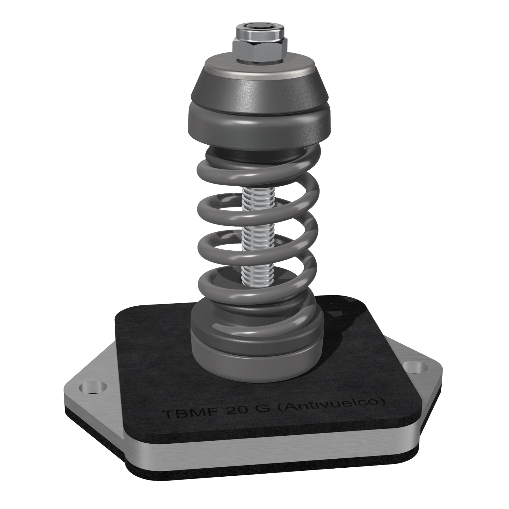 Ressort anti-vibration Megol, capacité de charge maximale de 80 kg. Couleur : Gris - Lot de 4