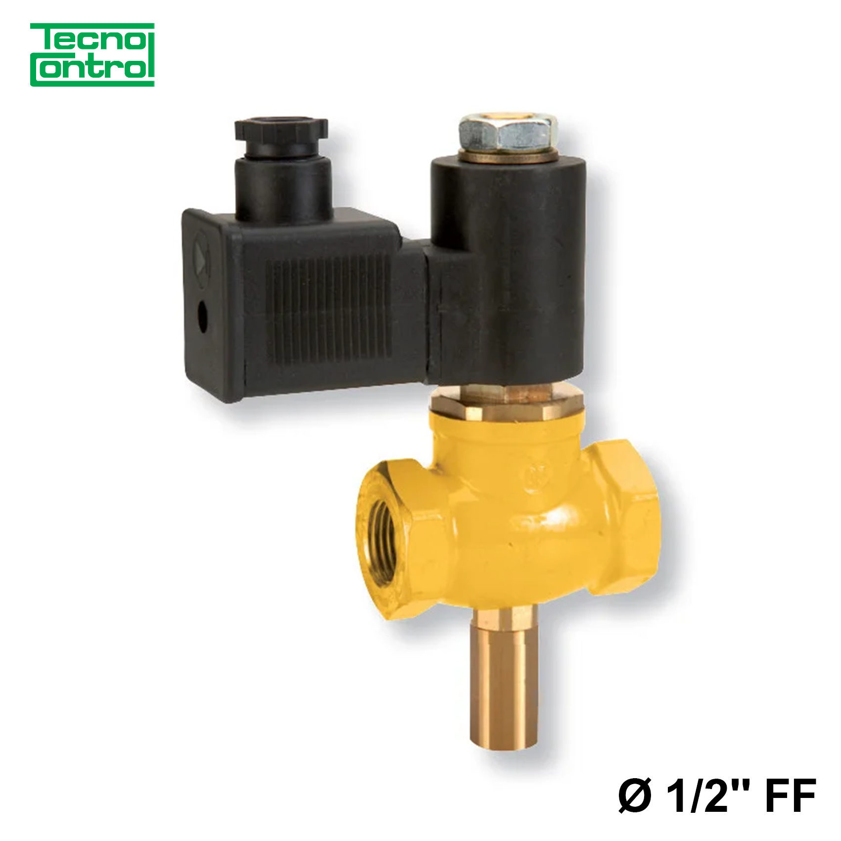 Électrovanne à gaz en laiton à réarmement manuel Ø 1/2'' FF normalement fermée NC - 230 Vca