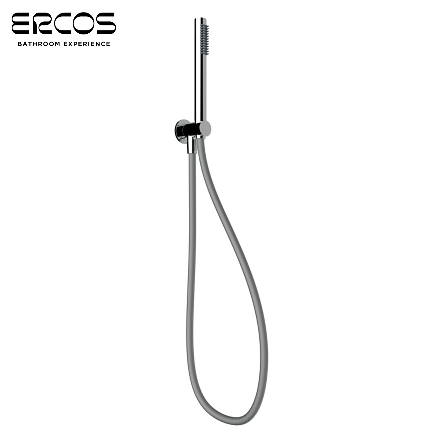 Ensemble de douche ronde avec raccordement d'eau, support et douchette en laiton