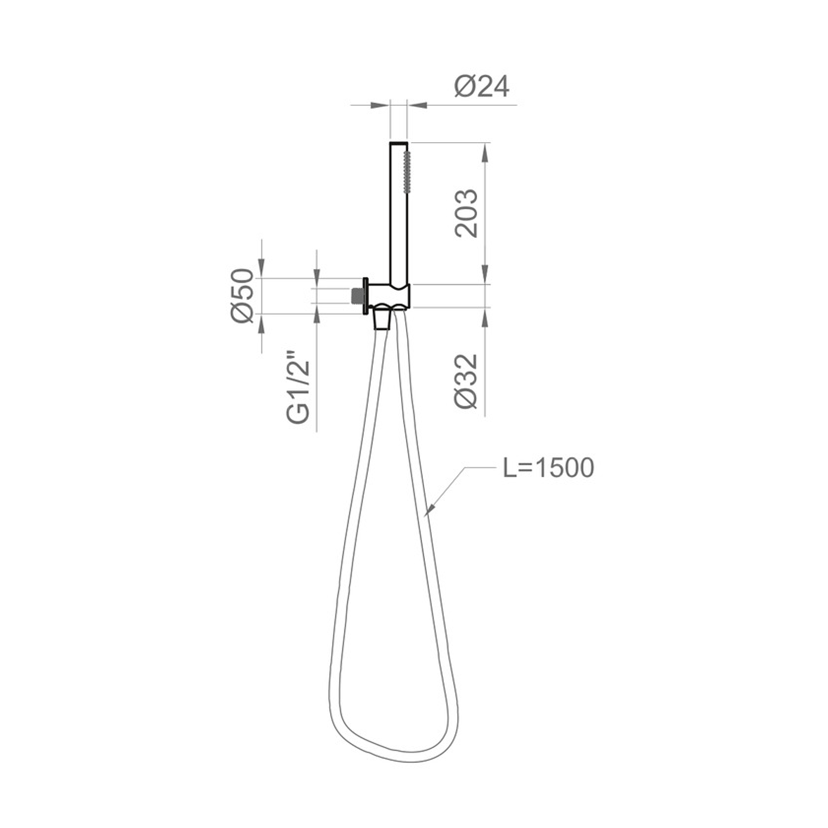 Ensemble de douche ronde avec raccordement d'eau, support et douchette en laiton