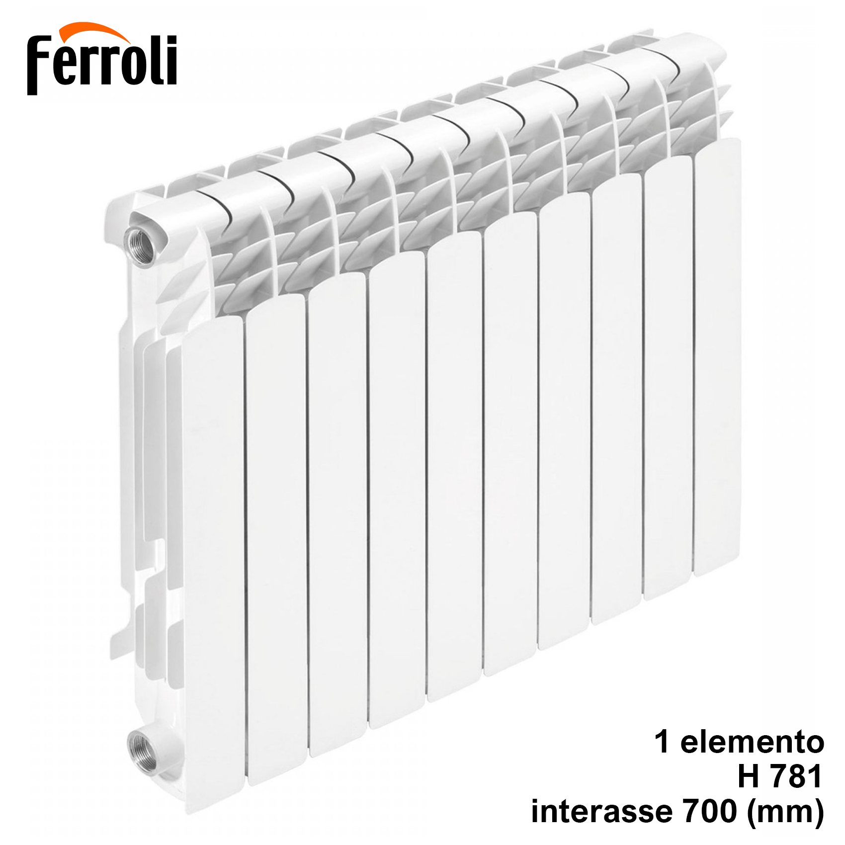 Radiateur en aluminium Ferroli PROTEO H. 781, entraxe 700 mm, prix unitaire