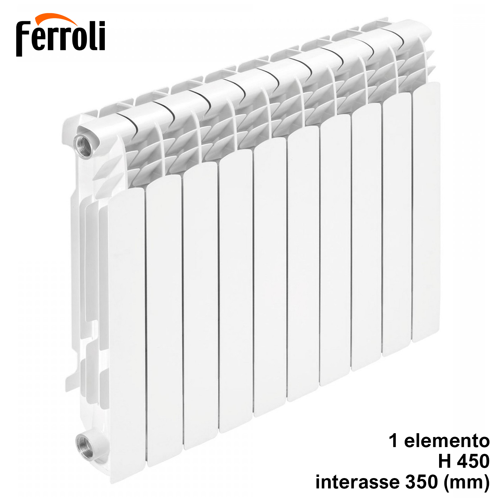 Radiateur en aluminium Ferroli PROTEO, hauteur 450 mm, entraxe 350 mm, prix unitaire